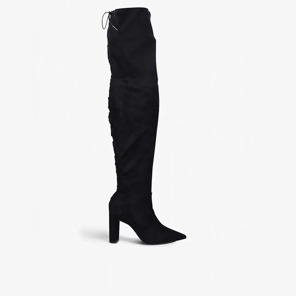 NEW CARVELA Black Second Skin wide-fit faux-leather over-the-knee boots sz 38.5